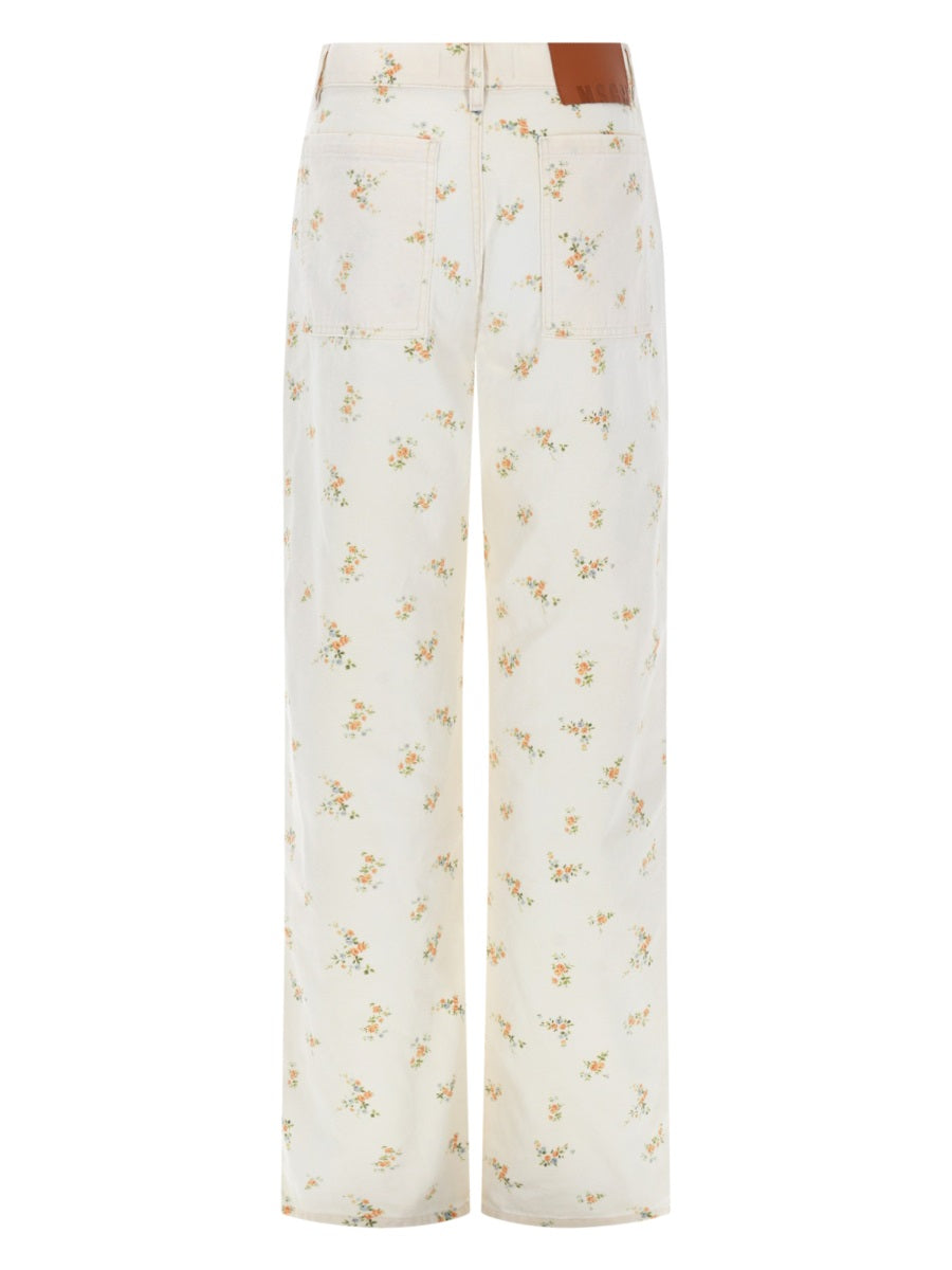 Msgm Pantalone Con Motivo Floreale