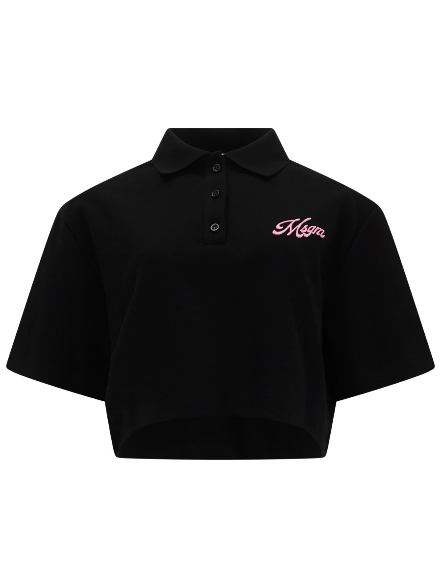Msgm Polo Crop Con Logo