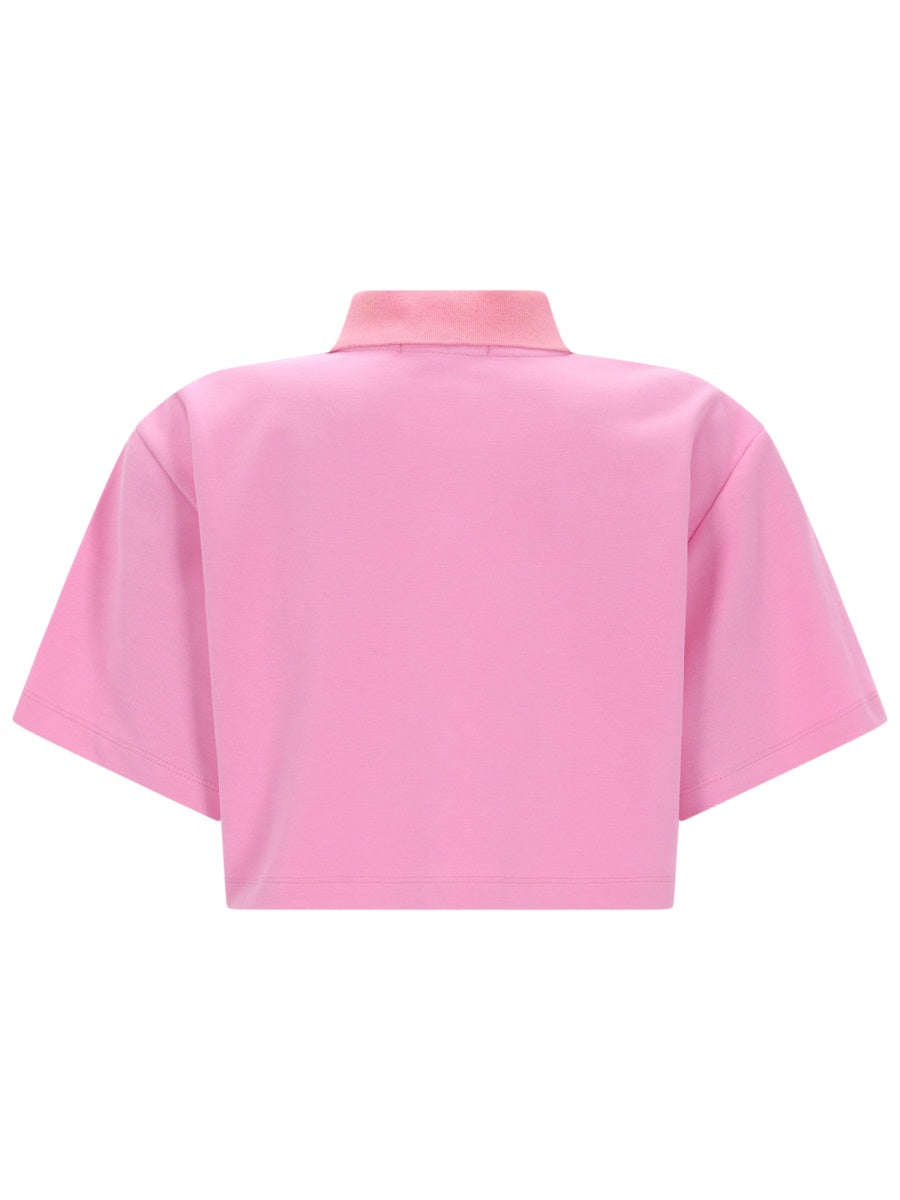 Msgm Polo Crop Con Logo