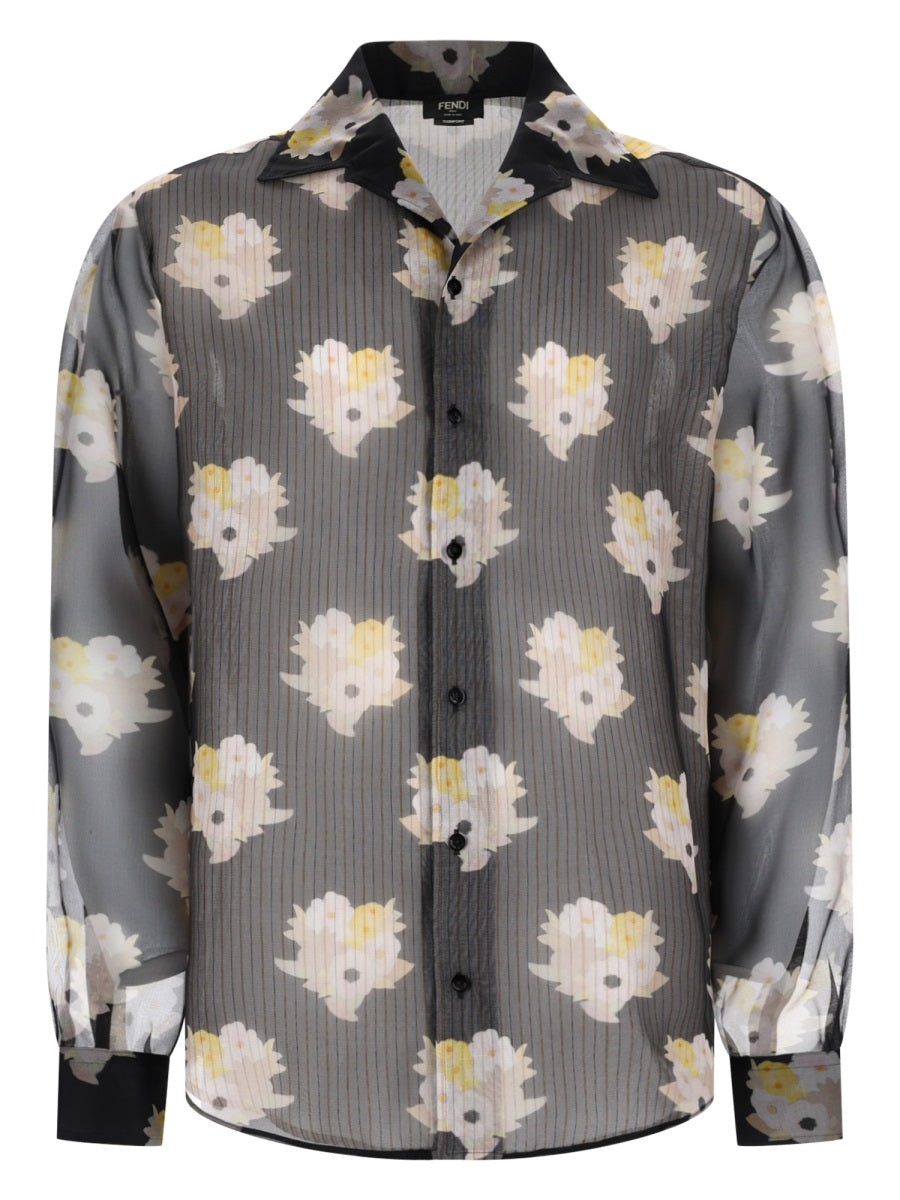 Fendi Camicia Oversize In Seta E Cotone