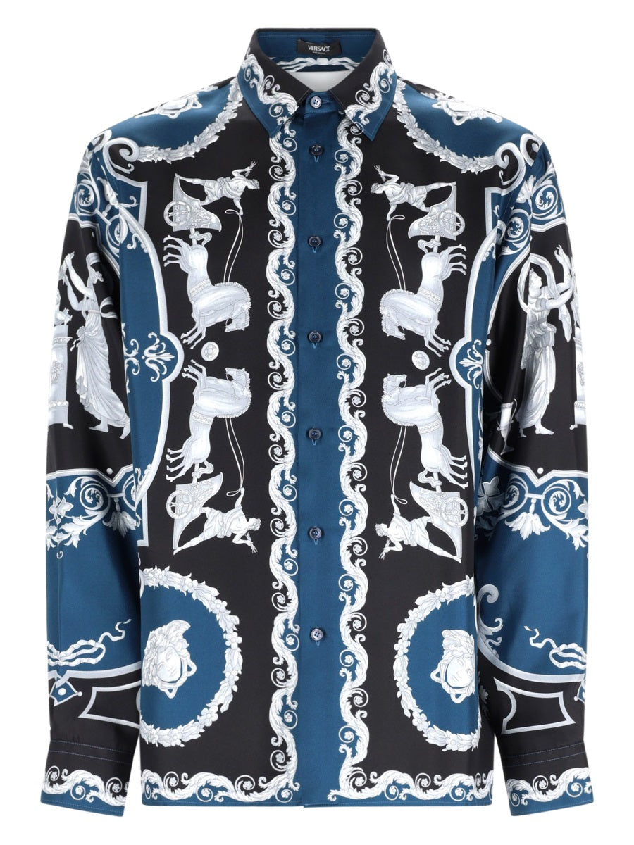 Versace Camicia In Seta Stampata
