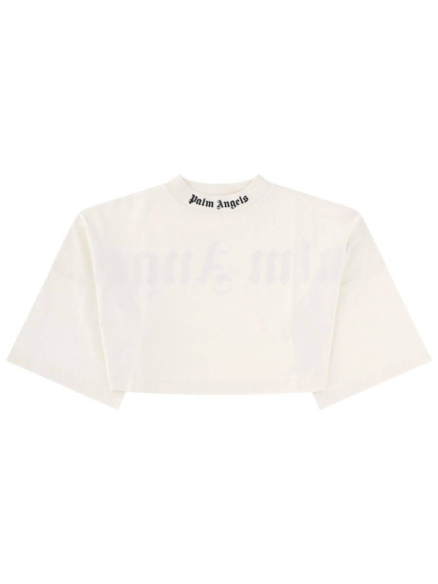Palm Angels T Shirt Cropped Con Logo