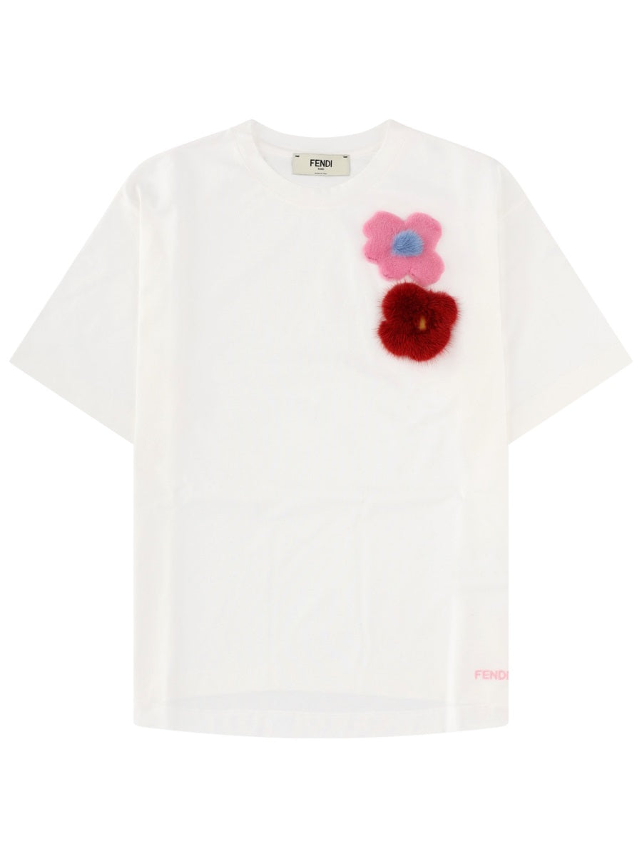 Fendi T Shirt Con Spille "Sunny Side Flowers"