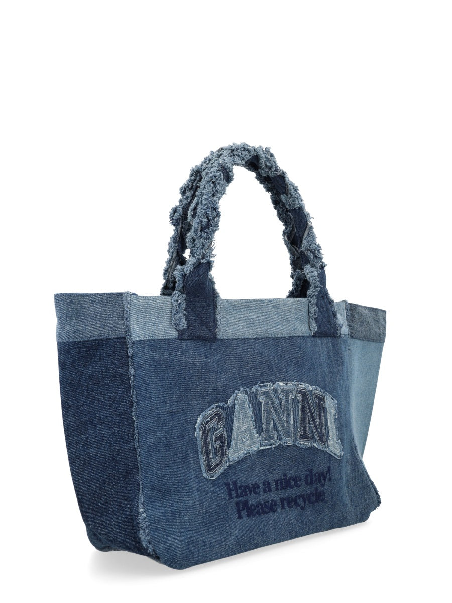 Ganni Borsa Tote Medium In Denim