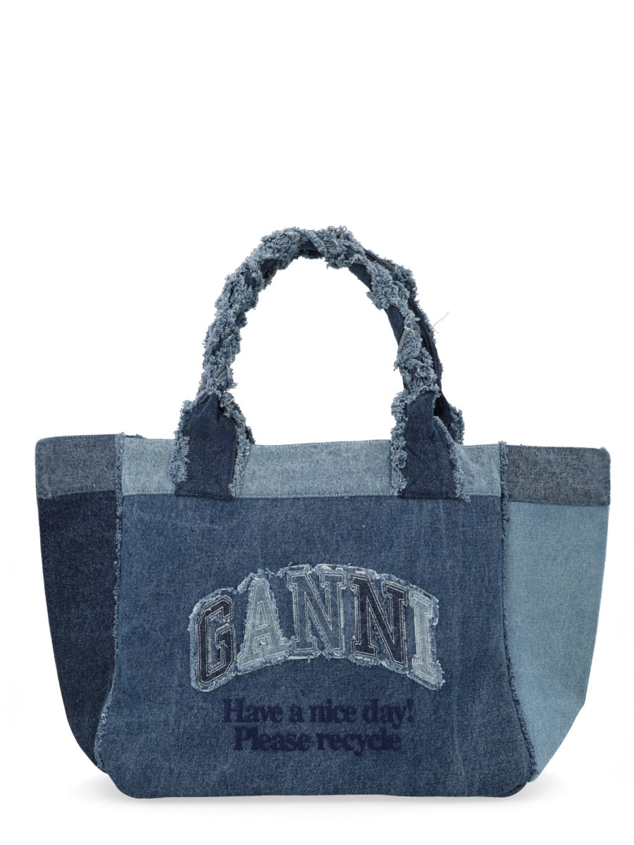 Ganni Borsa Tote Medium In Denim