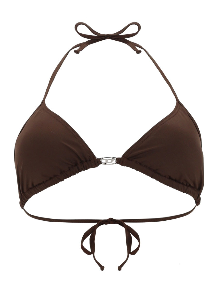 Diesel Top Bikini In Nylon Con Chiusura A Laccetti