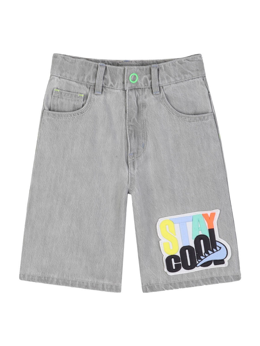 Billieblush Bermuda Denim Con Stampa "Stay Cool"