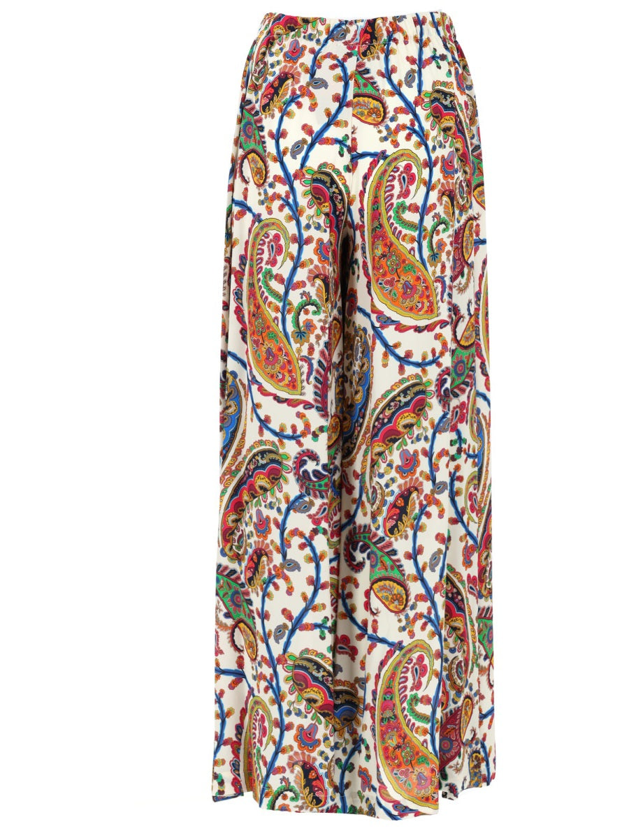 Etro Pantalone Palazzo Con Cintura E Motivo Paisley