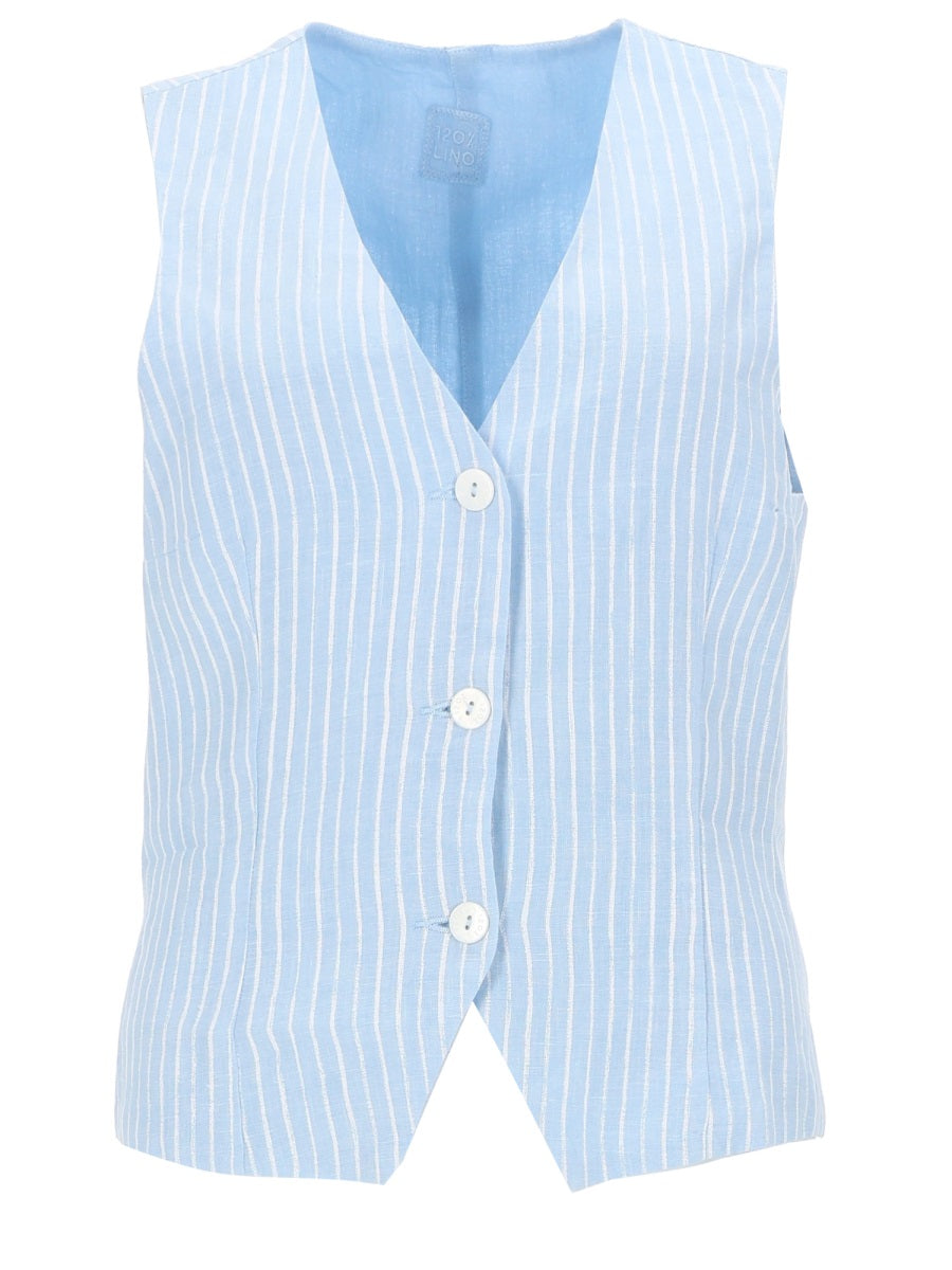120% Lino Gilet A Righe