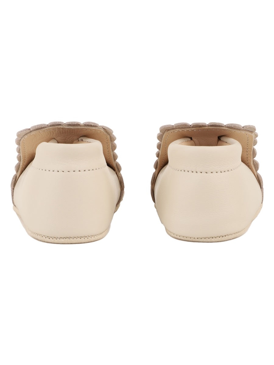 Chloé Scarpe In Pelle Con Logo Ricamato