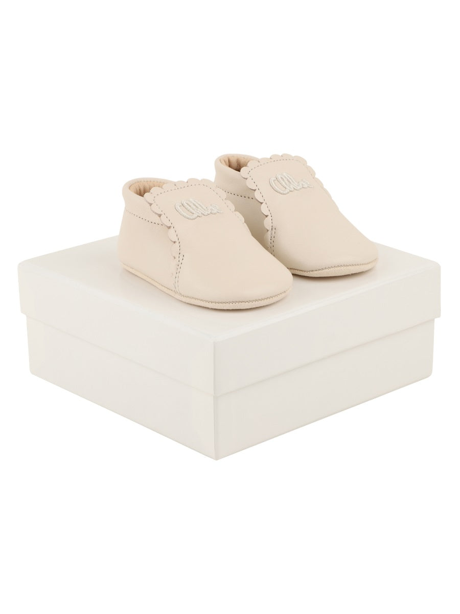 Chloé Scarpe In Pelle Con Logo Ricamato