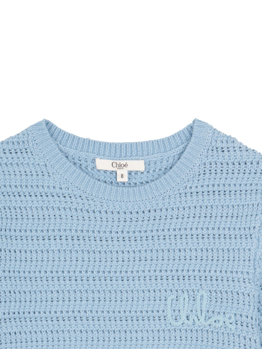 Chloé T Shirt In Maglia Con Ricamo Logo