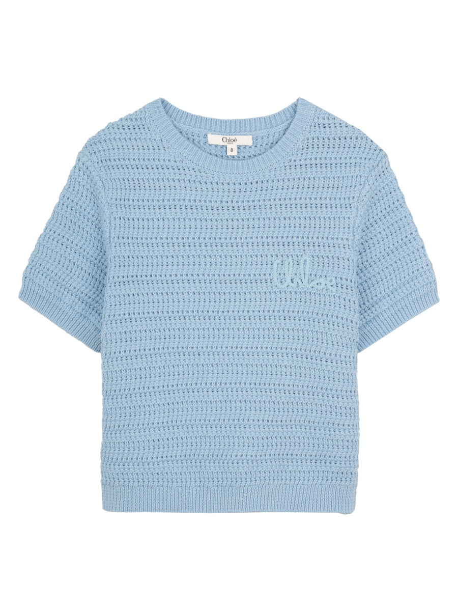Chloé T Shirt In Maglia Con Ricamo Logo