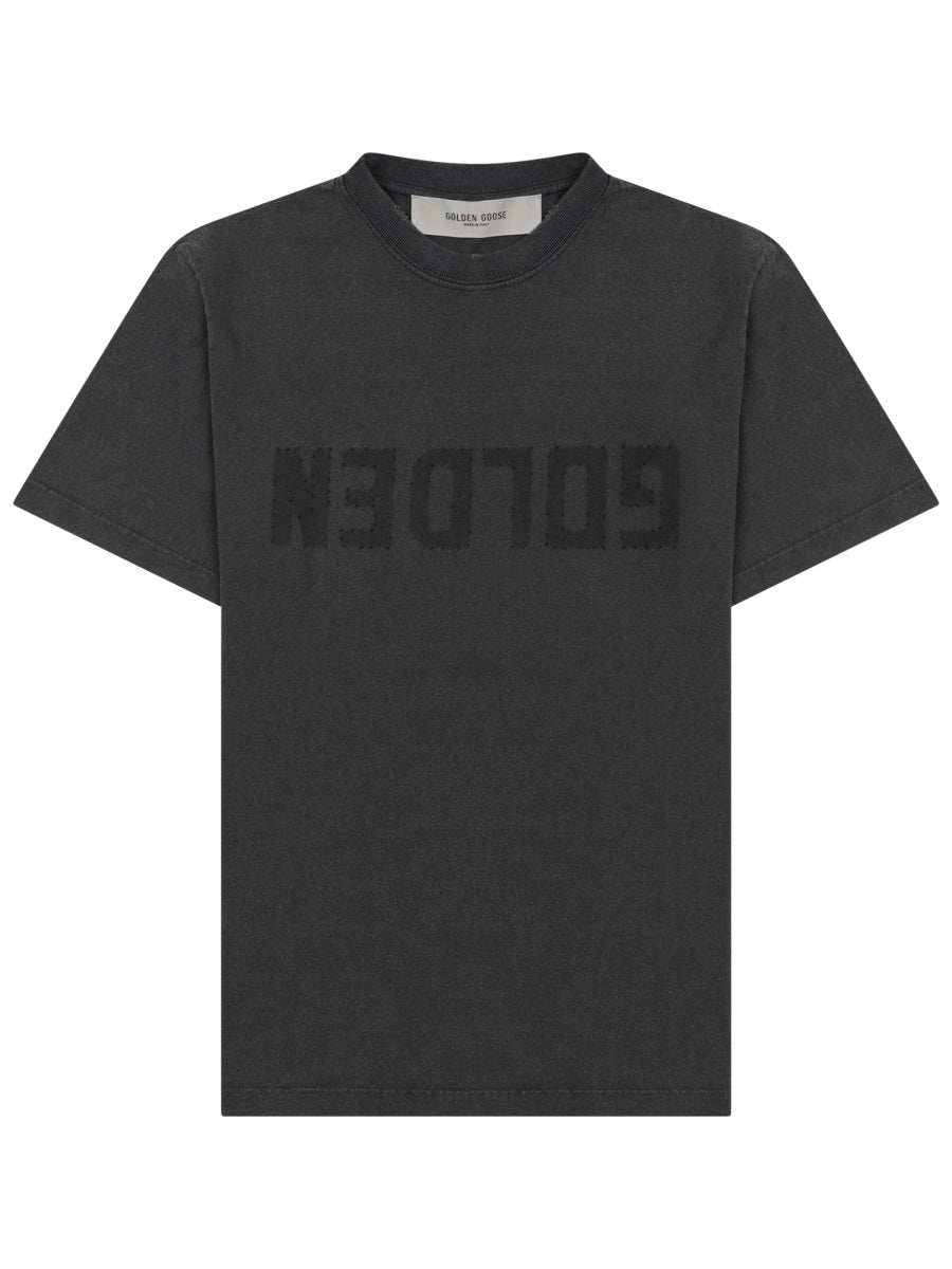 Golden Goose T Shirt In Jersey Distressed Con Logo