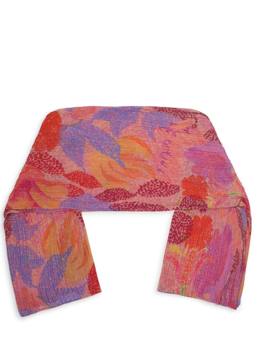 Pleats Please Issey Miyake Poncho Con Stampa Floreale