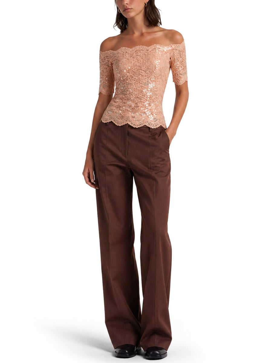 Rabanne Top In Pizzo Con Paillettes