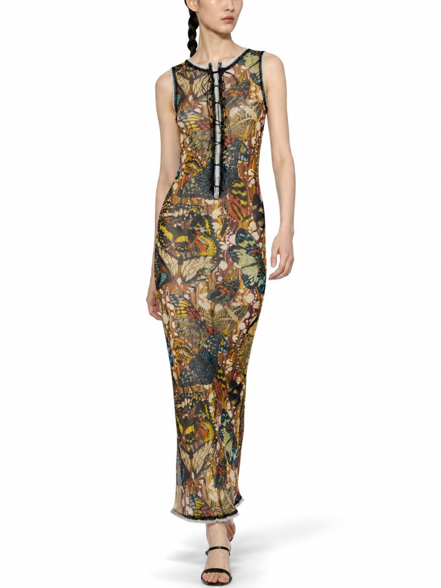 Jean Paul Gaultier Abito Lungo Con Stampa "Papillon"