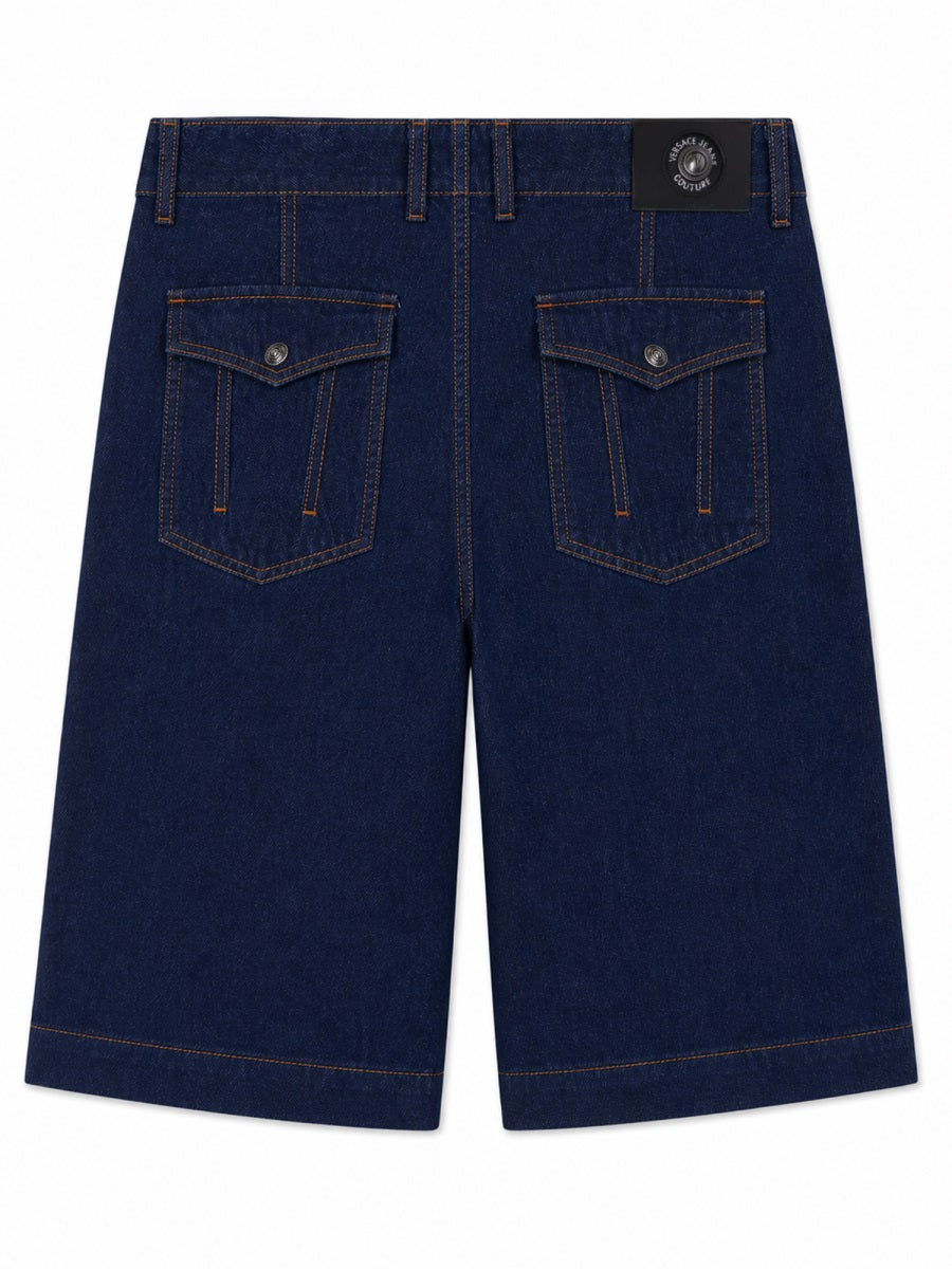 Versace Jeans Couture Shorts In Denim Di Cotone
