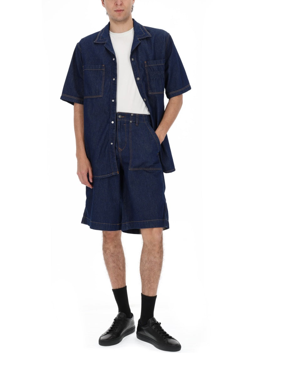 Versace Jeans Couture Camicia In Denim Con Logo