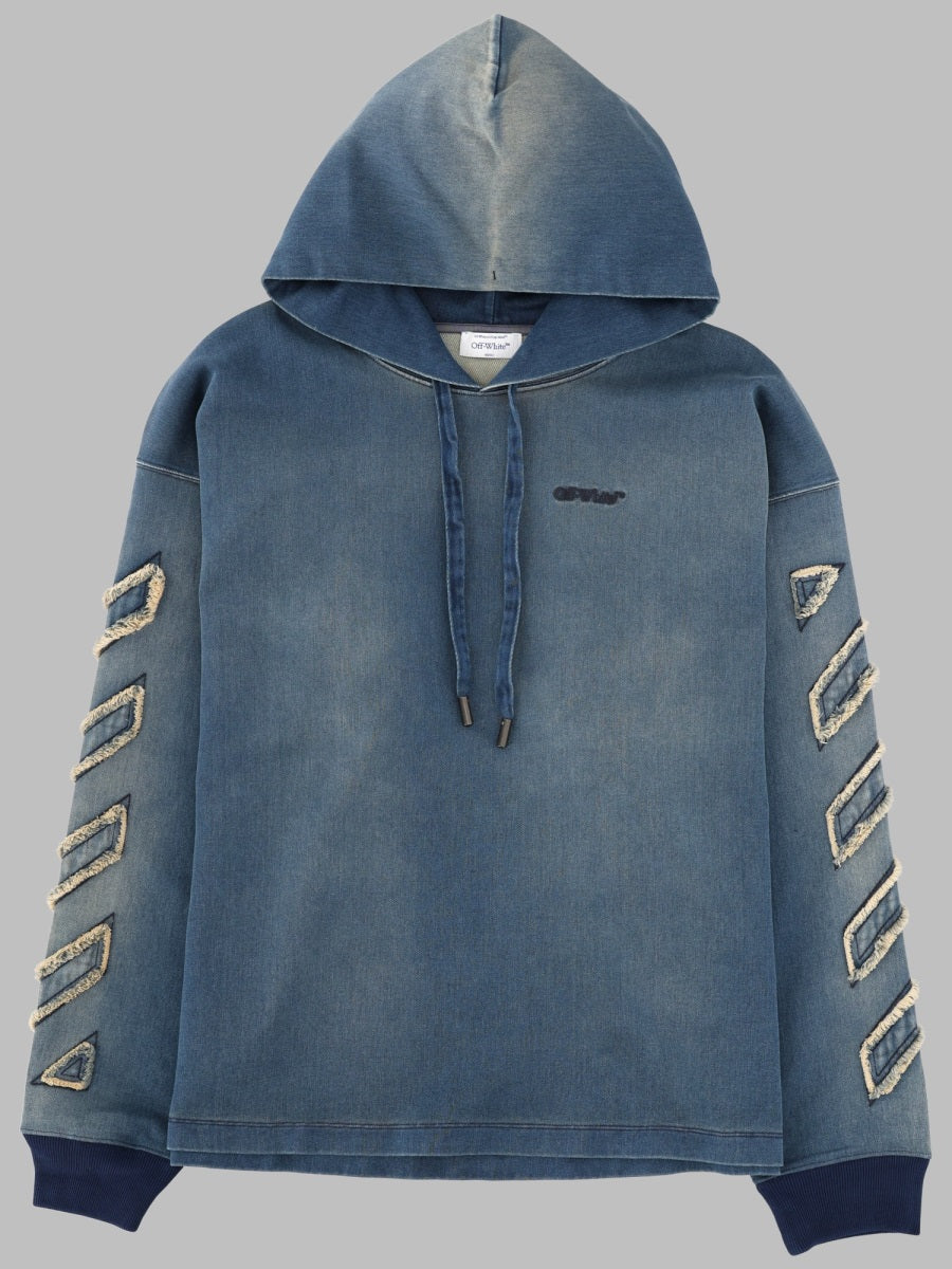 Off White Felpa In Denim Con Dettagli "Diag"