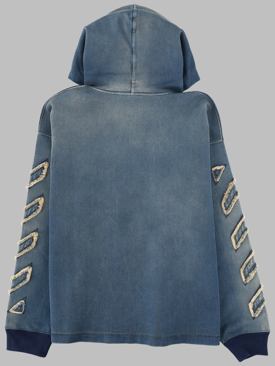 Off White Felpa In Denim Con Dettagli "Diag"