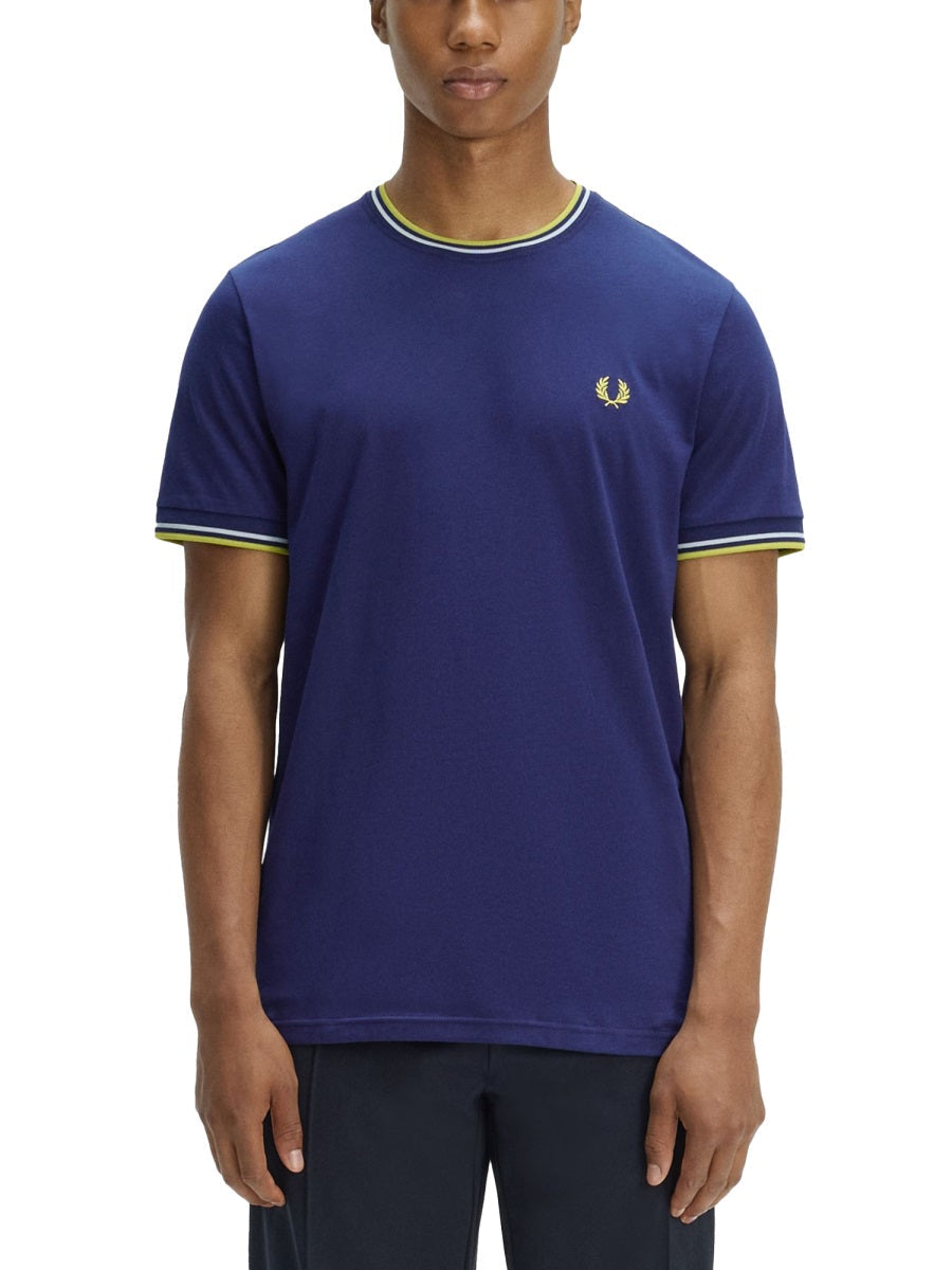Fred Perry T Shirt Con Doppia Riga