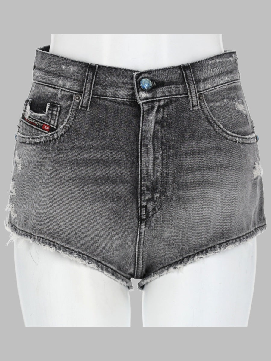 Diesel Shorts In Denim Con Orli Sfrangiati
