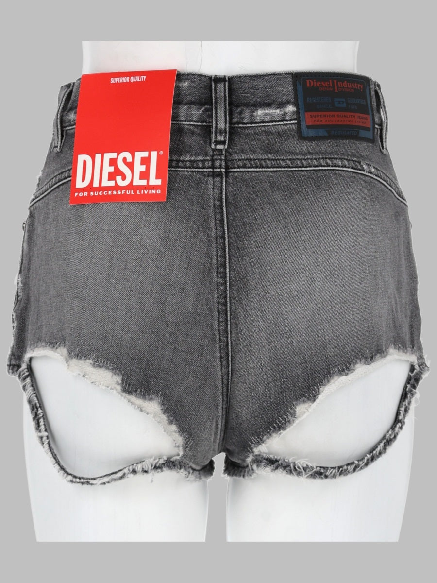 Diesel Shorts In Denim Con Orli Sfrangiati