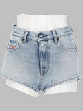 Diesel Shorts In Denim Con Orli Sfrangiati