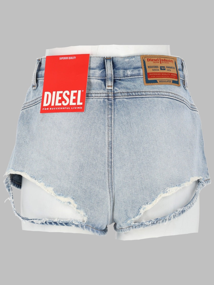 Diesel Shorts In Denim Con Orli Sfrangiati
