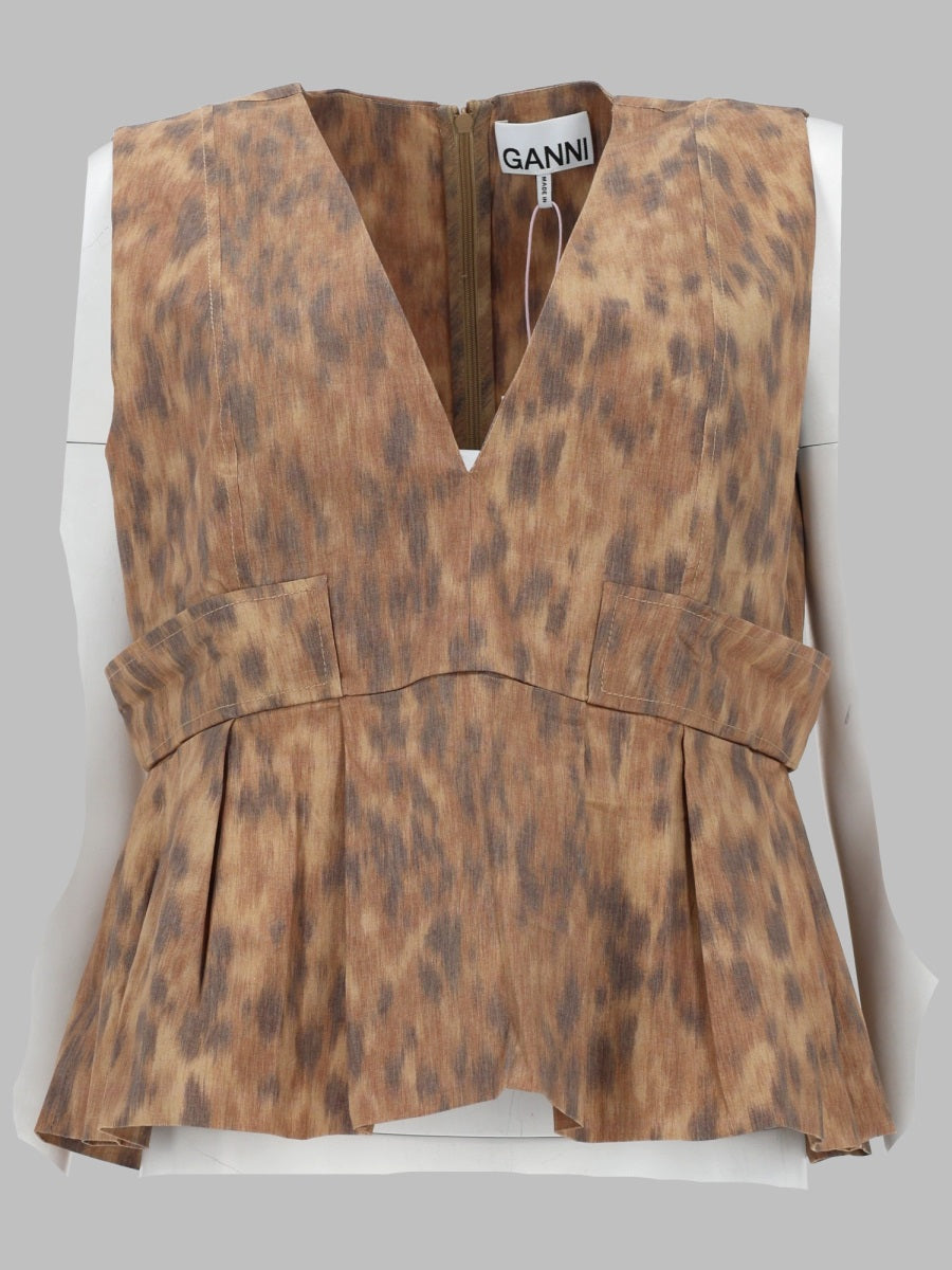 Ganni Blusa In Cotone Con Stampa