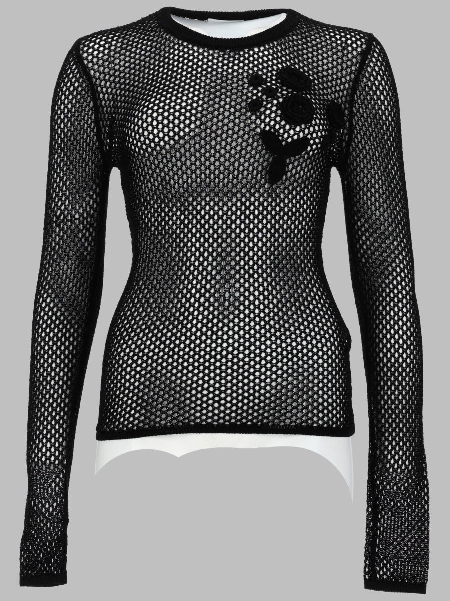 Ganni Top In Mesh Di Cotone Mercerizzato