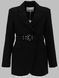 Ganni Blazer In Crepe Con Cintura