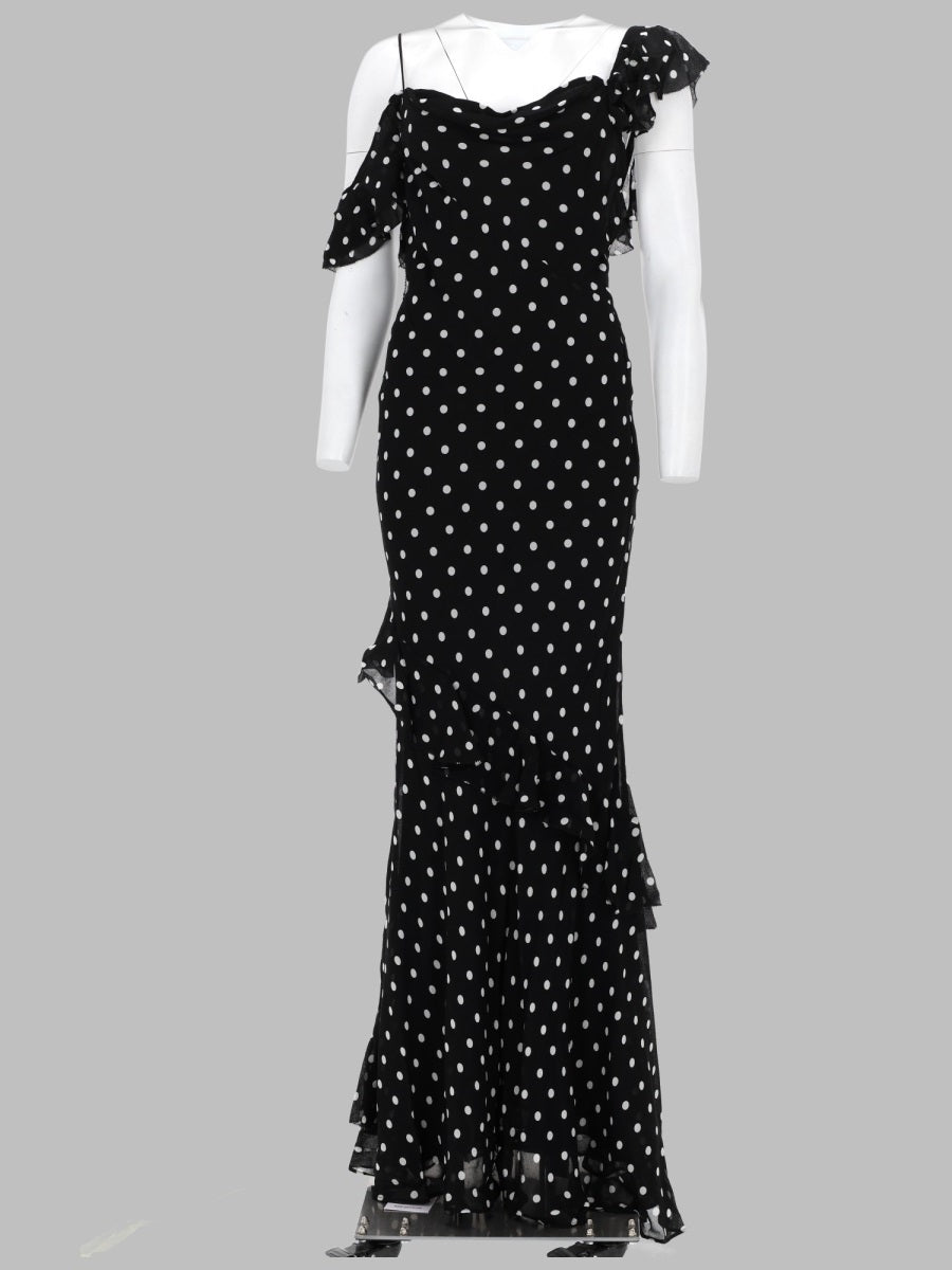 Self Portrait Abito Lungo In Georgette A Pois