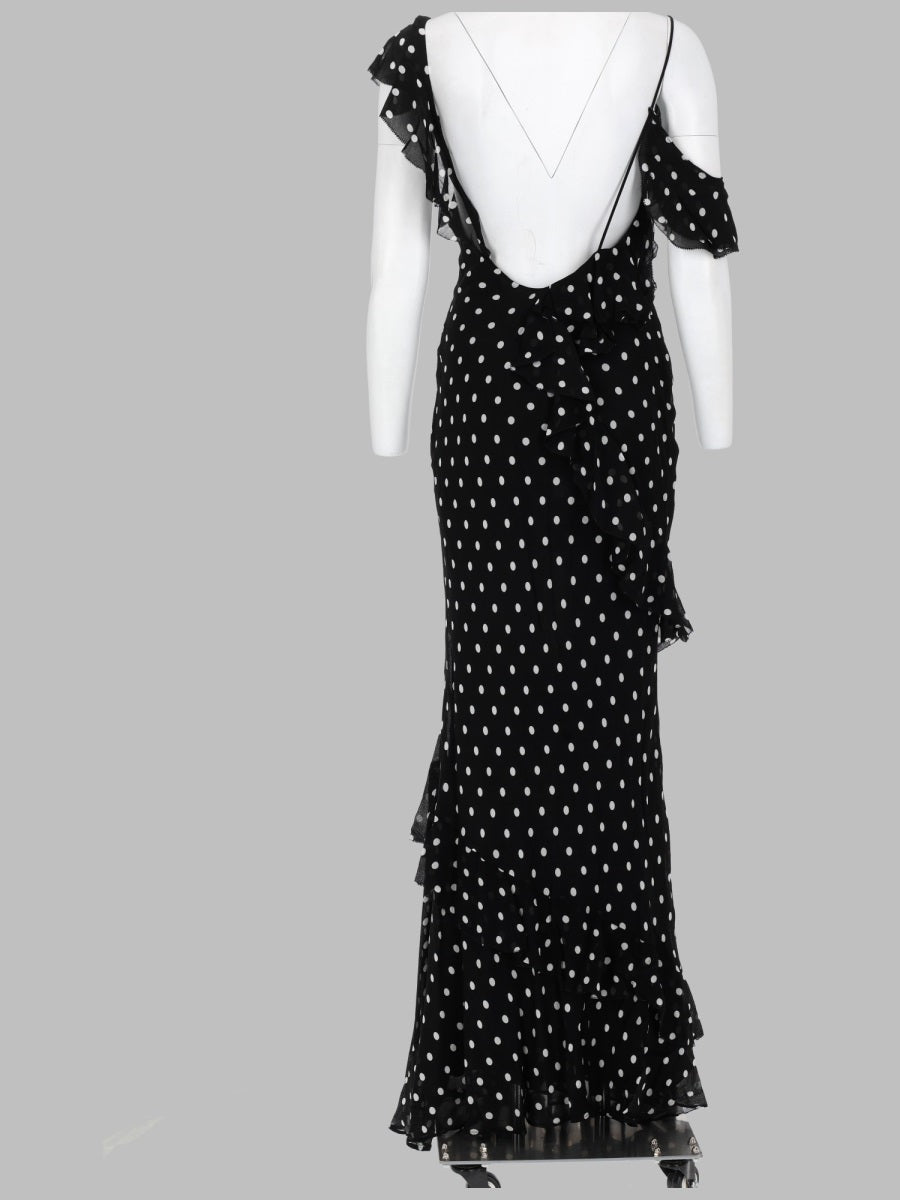 Self Portrait Abito Lungo In Georgette A Pois