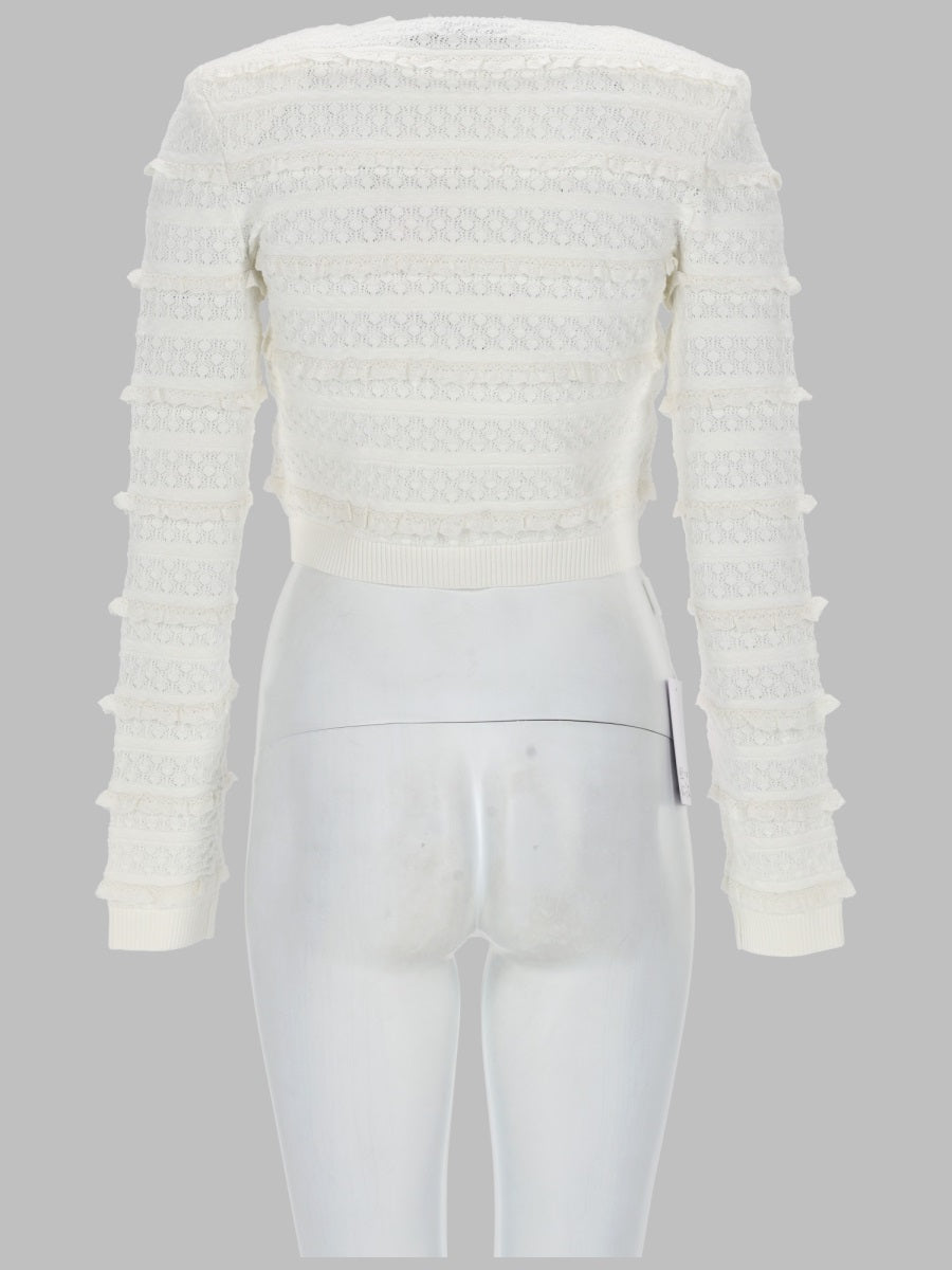 Self Portrait Cardigan Traforato Con Strass