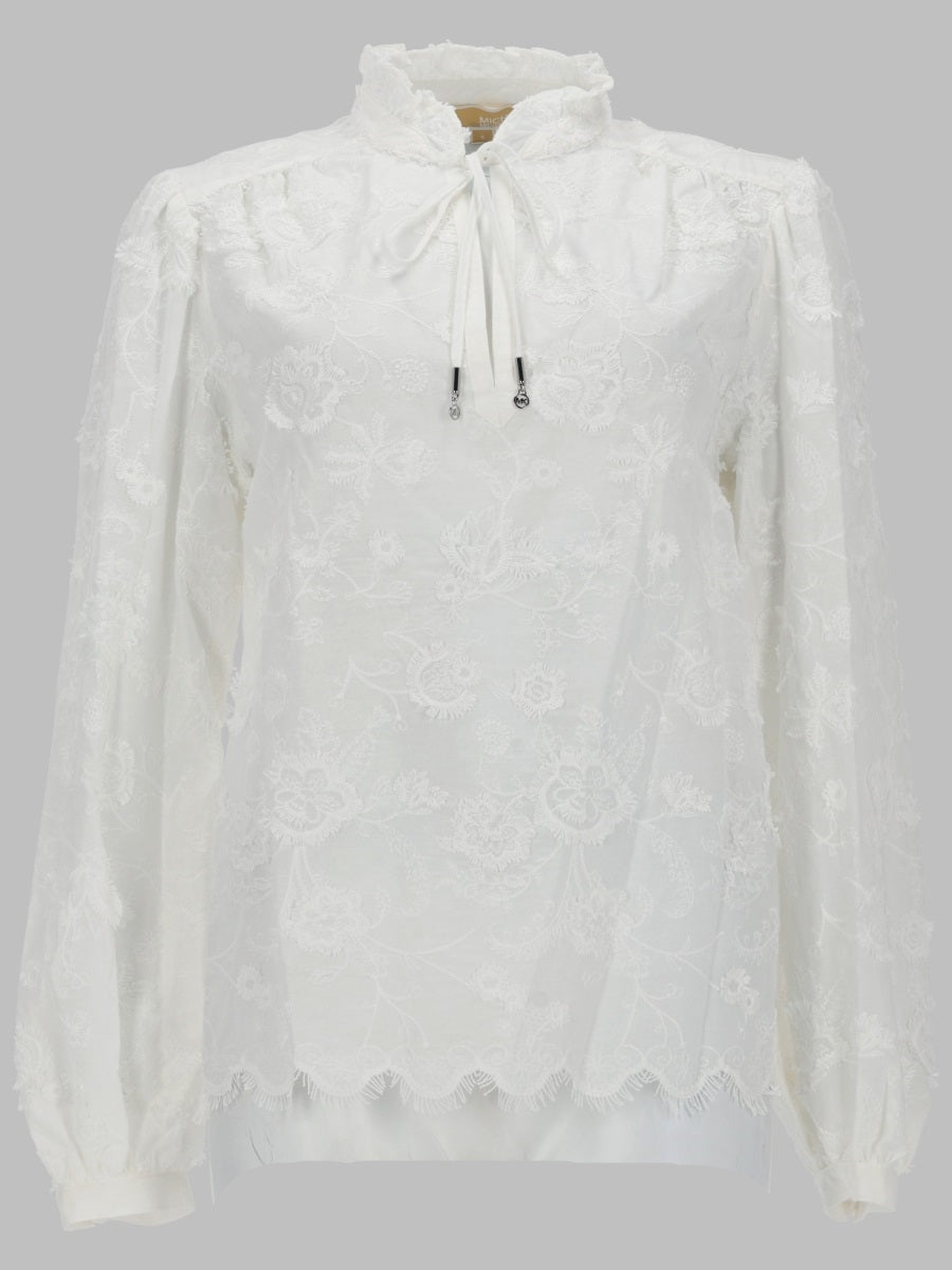 Michael By Michael Kors Camicetta In Voile Con Ricami Floreali