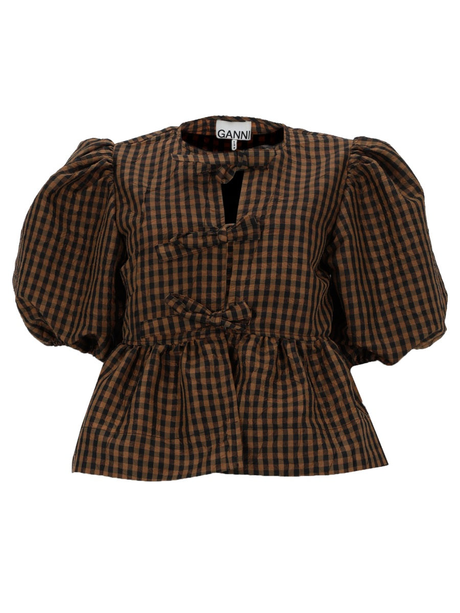 Ganni Blusa "Peplum" In Taffetà
