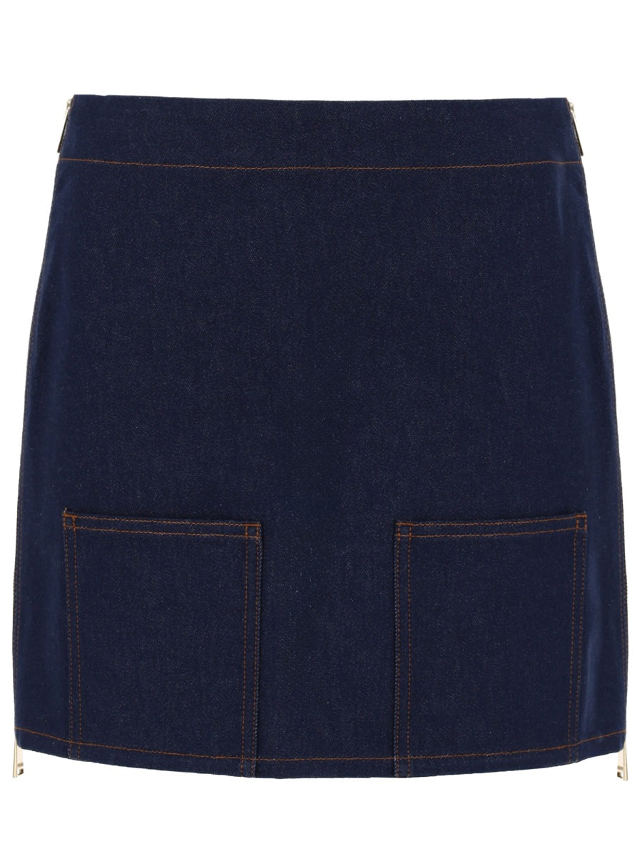 Fendi Gonna Mini In Denim Ff