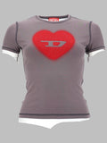 Diesel T Shirt Con Stampa A Cuore E Borchie