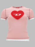 Diesel T Shirt Con Stampa A Cuore E Borchie