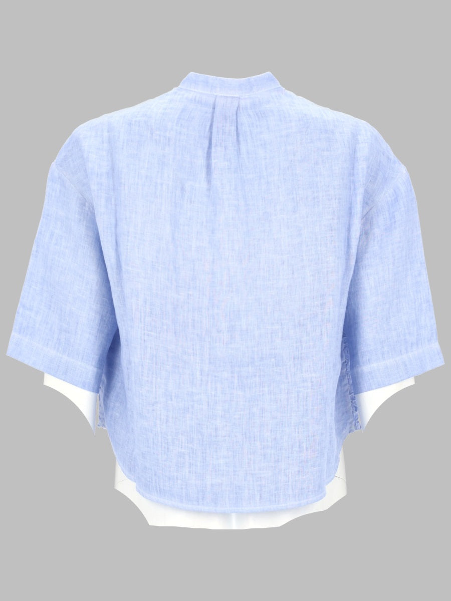 120% Lino Camicia Con Ricami