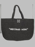 Off White Borsa Tote In Rafia Con Ricamo