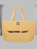 Off White Borsa Tote In Rafia Con Ricamo