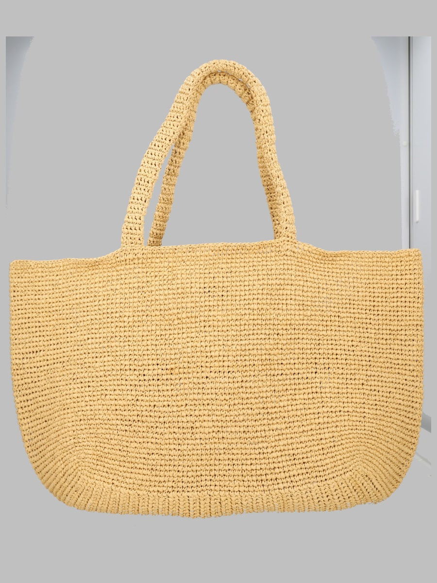 Off White Borsa Tote In Rafia Con Ricamo