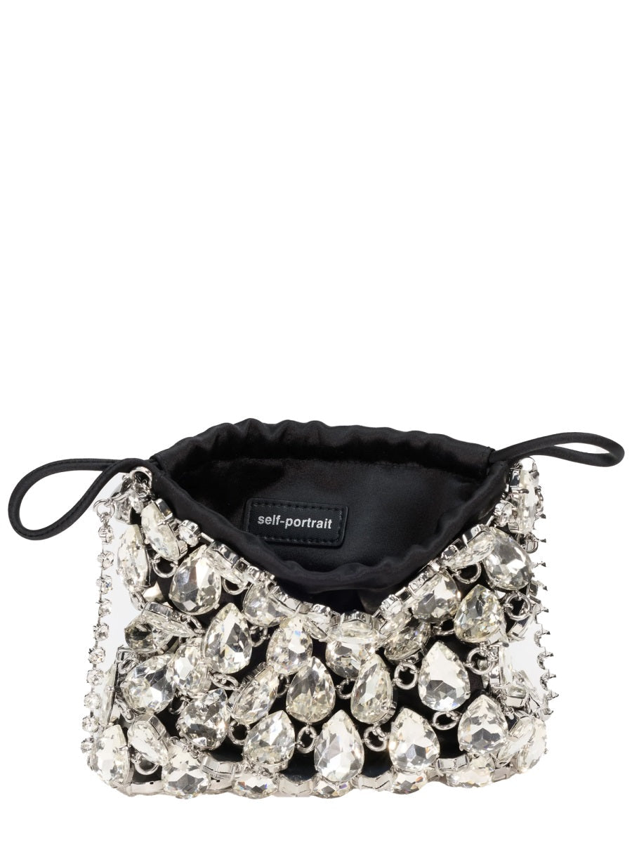 Self Portrait Borsa Mini In Maglia Metallica Con Cristalli