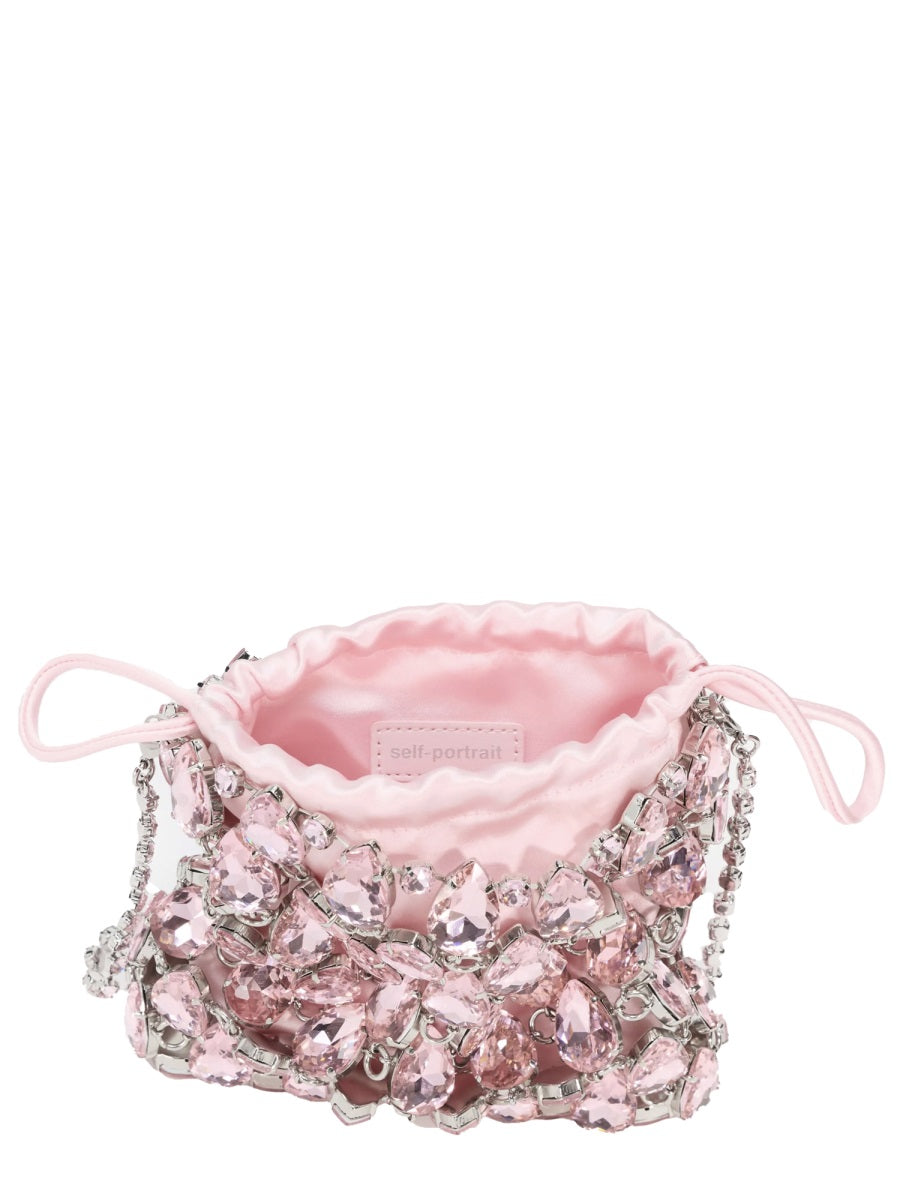 Self Portrait Borsa Mini In Maglia Metallica Con Cristalli