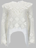 Self Portrait Top In Crochet Con Inserti In Pizzo
