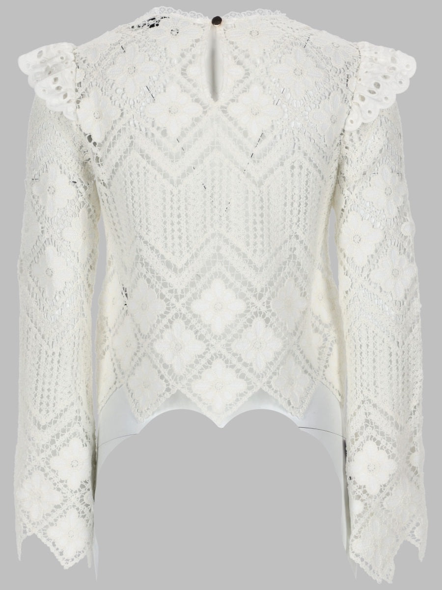 Self Portrait Top In Crochet Con Inserti In Pizzo