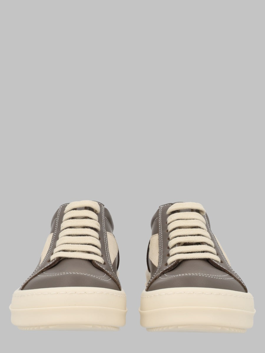 Rick Owens Scarpe In Pelle Vintage Sneaks Black/Milk/Milk